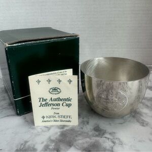 Kirk Stieff Monticello Jefferson Cup P50 Pewter -Armed Forces- Box & Brochure